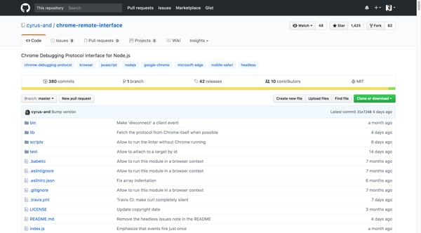 cyrus-and/chrome-remote-interface: Chrome Debugging Protocol interface for Node.js