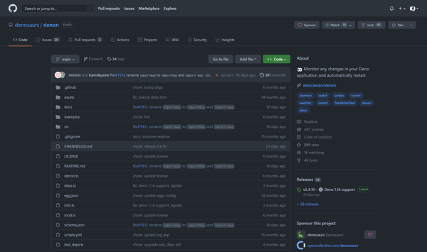 denosaurs/denon: 👀 Monitor any changes in your Deno application and automatically restart.