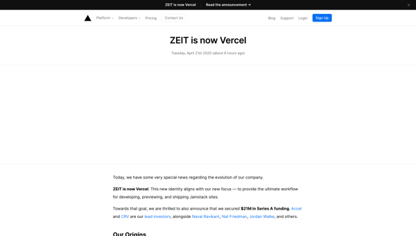 ZEIT is now Vercel - Vercel