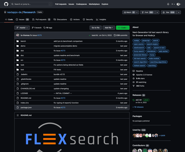 nextapps-de/flexsearch: Next-Generation full text search library for Browser and Node.js