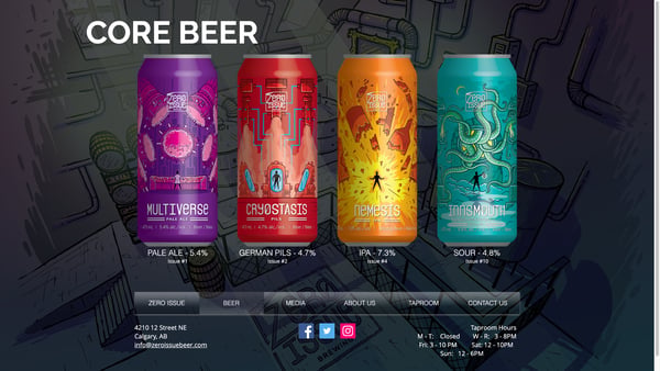 Zero Issue Brewing - Beer Lineup