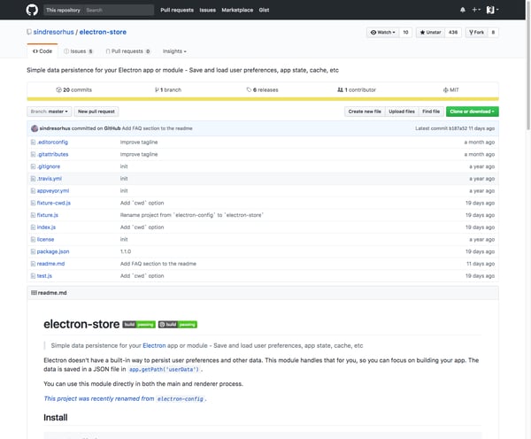 sindresorhus/electron-store: Simple data persistence for your Electron app or module - Save and load user preferences, app state