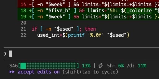 claude code に statusline 設定できるようになっていた