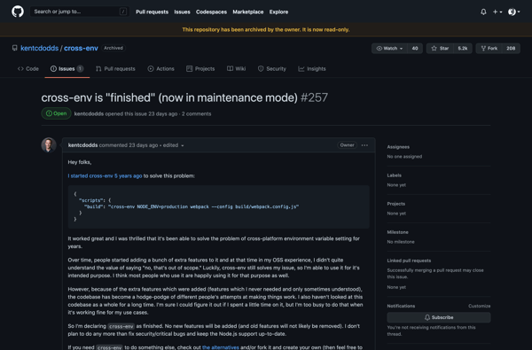 cross-env is "finished" (now in maintenance mode) · Issue #257 · kentcdodds/cross-env