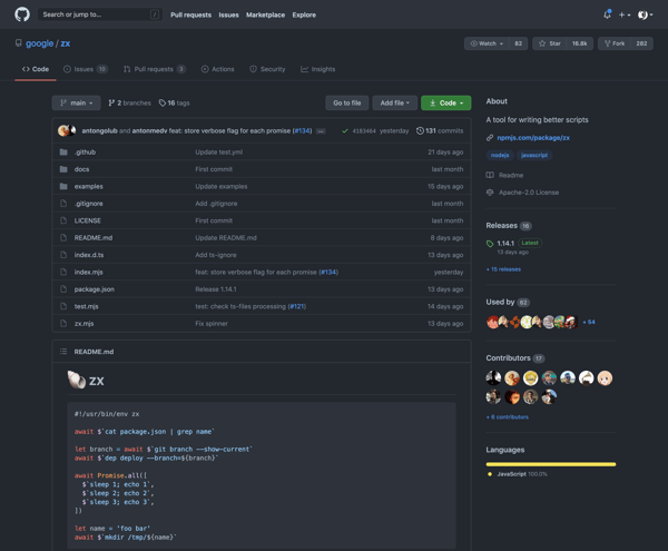 google/zx: A tool for writing better scripts