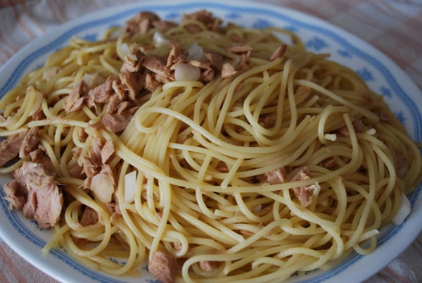 きょうのおひるごはん - お手軽激ウマツナパスタ - e-jigsaw.blogspot.com