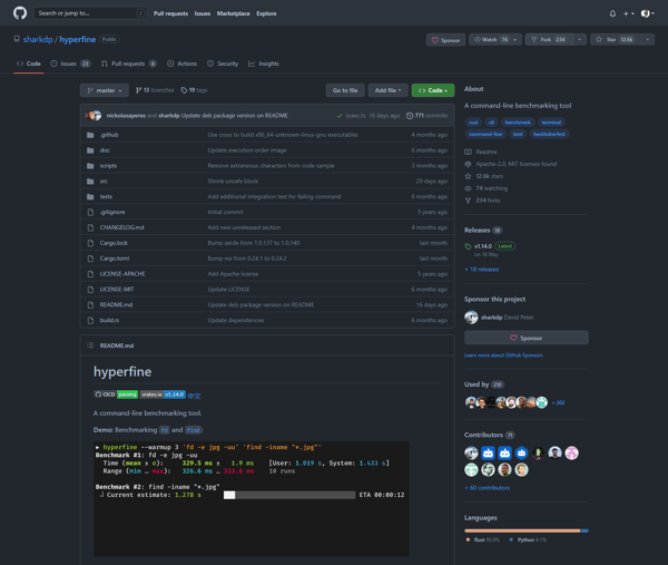 sharkdp/hyperfine: A command-line benchmarking tool