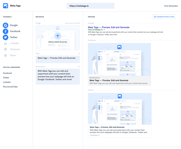 Meta Tags — Preview, Edit and Generate
