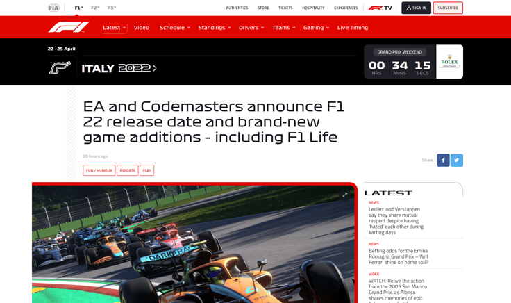 EA and Codemasters announce F1 22 release date and brand-new game additions – including F1 Life | Formula 1®