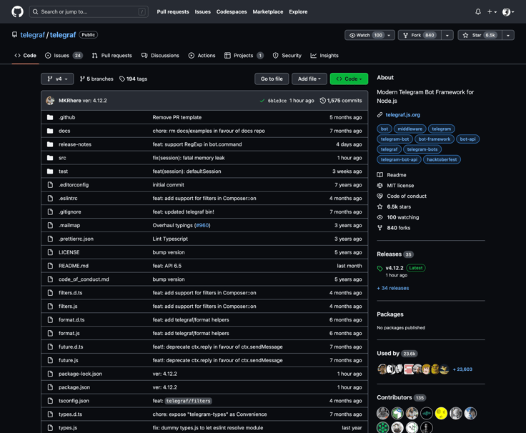 telegraf/telegraf: Modern Telegram Bot Framework for Node.js