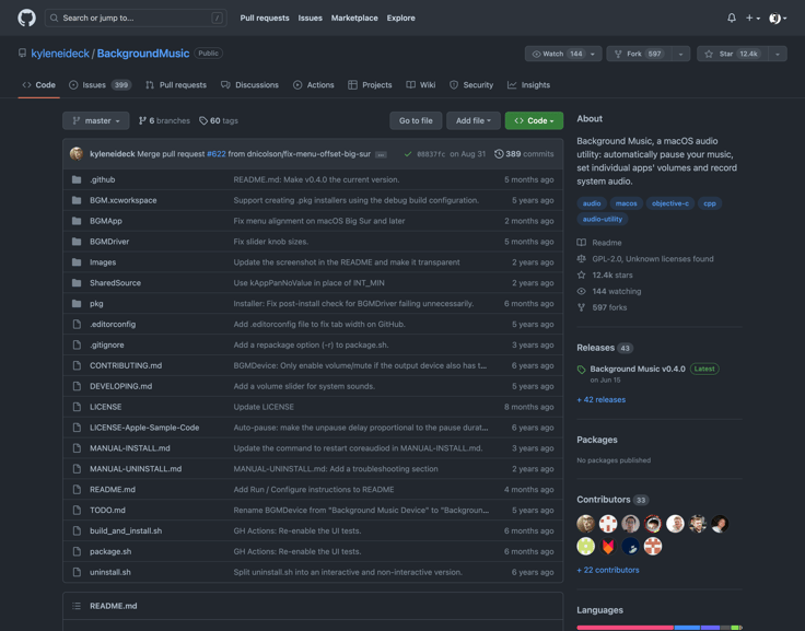 kyleneideck/BackgroundMusic: Background Music, a macOS audio utility: automatically pause your music, set individual apps' volumes and record system audio.